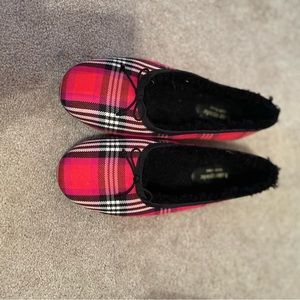 kate spade red plaid flats -8 nwot